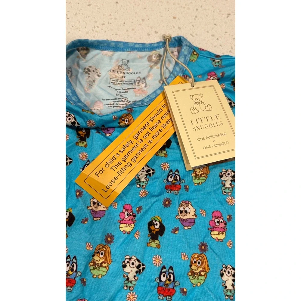 Little Snuggles Bluey Bamboo Viscose Pajama Set Kids 12T Blue Long Sleeve NWT